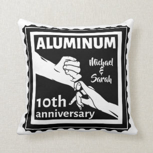 ALUMINUM Traditionelles 10-jähriges Hochzeitsstipe Kissen