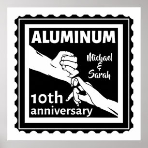 ALUMINUM Traditionelles 10-jähriges Hochzeitsstipe Poster
