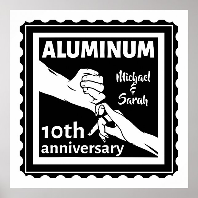 ALUMINUM Traditionelles 10-jähriges Hochzeitsstipe Poster (Vorne)