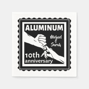ALUMINUM Traditionelles 10-jähriges Hochzeitsstipe Serviette