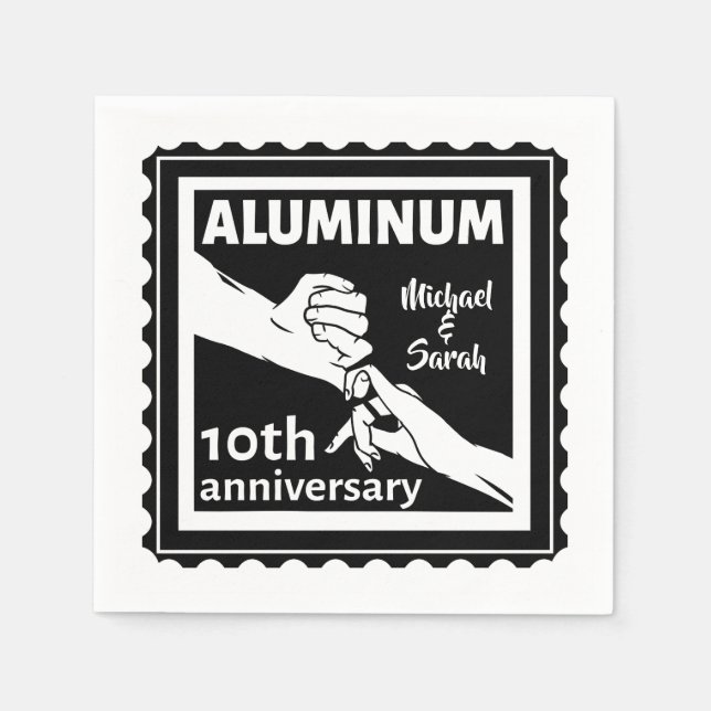 ALUMINUM Traditionelles 10-jähriges Hochzeitsstipe Serviette (Vorderseite)