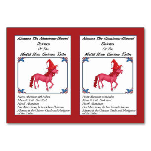 Alumna, die Aluminium Horned Unicorn Trading Card Tischnummer