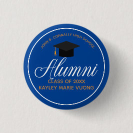 Alumni Blue Gold High School Custom Name Tag Button