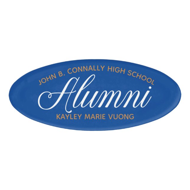 Alumni Blue Gold High School Custom Namenschild (Vorderseite)