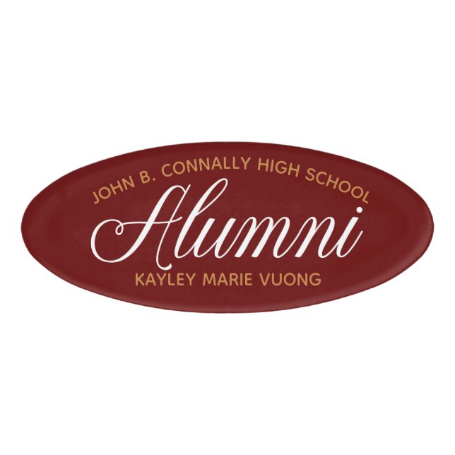 Alumni Maroon Gold High School Wiedersehen Custom Namenschild (Vorderseite)