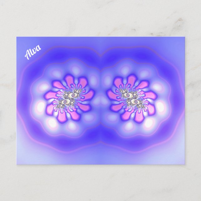 ALVA ~ 3D-Fraktal Design ~ Rosa Blau Postkarte (Vorderseite)