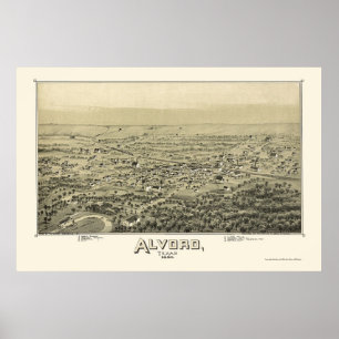 Alvord, TX Panorama Karte - 1890 Poster