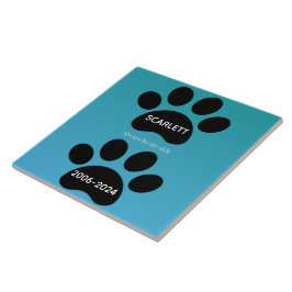 Always By My Side Teal Blue Paw Print Tribute Fliese