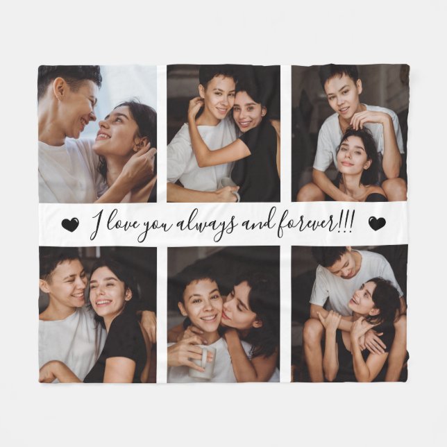 Always & Forever Modern 6 Photo Collage Fleecedecke (Vorderseite (Horizontal))