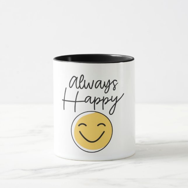 "Always Happy" Two-Tone Coffee Mug - Positive Vibe Tasse (Zentrum)