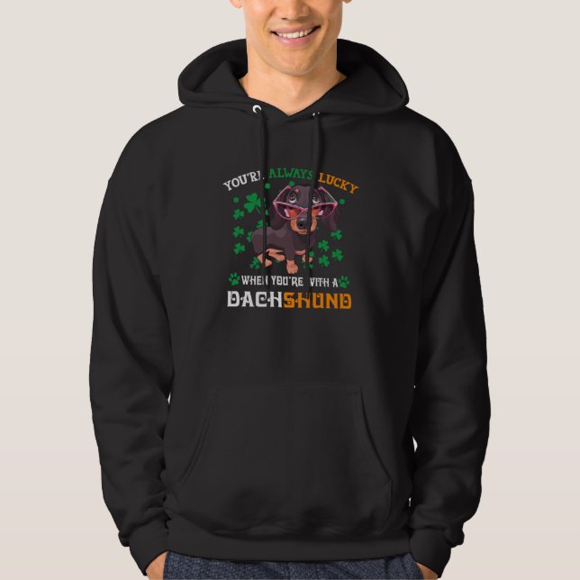 Always Lucky With A Dachshund Wiener Dog St Patric Hoodie (Vorderseite)
