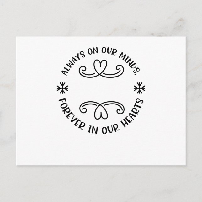 Always on our minds, forever in our hearts black.p einladungspostkarte (Vorderseite)