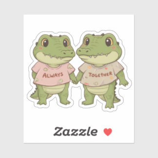 Always Together: Cute Crocodile Couple Aufkleber