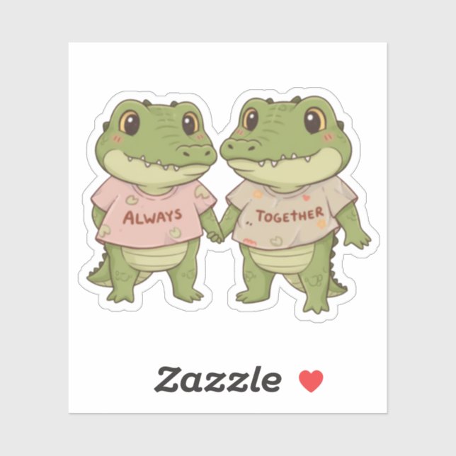 Always Together: Cute Crocodile Couple Aufkleber (Blatt)