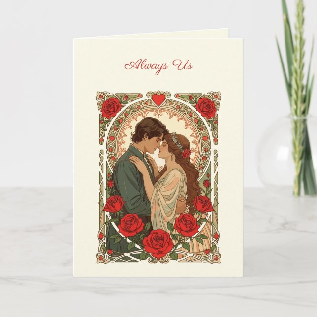 Always Us Romantic Art Nouveau Illustration Karte (Vorderseite)