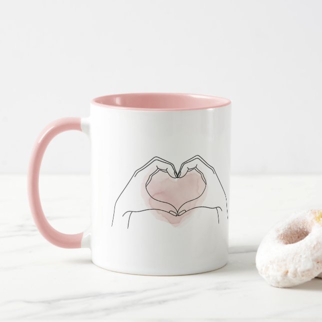 Always You Minimalist Line Art Valentine Mug Tasse (Mit Donut)