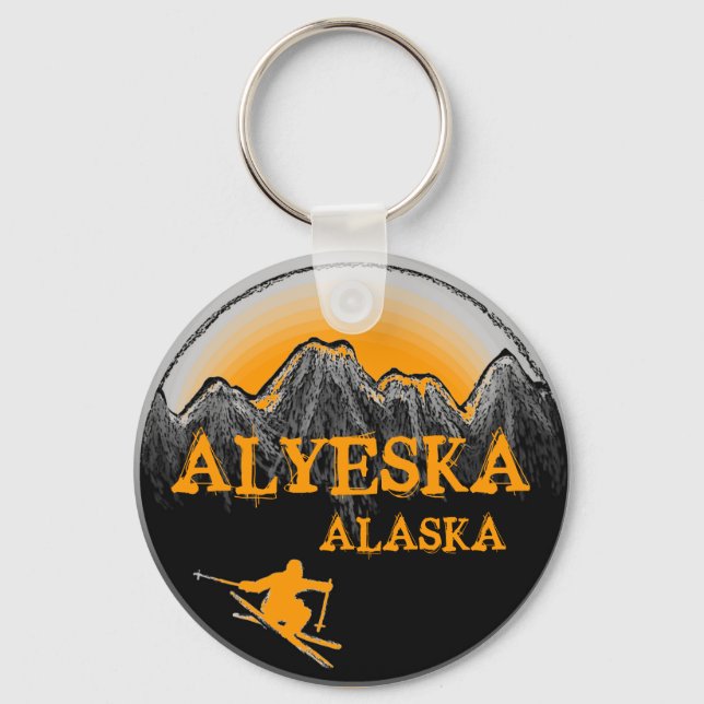 Alyeska Alaska Orangenski Schlüsselanhänger (Vorderseite)