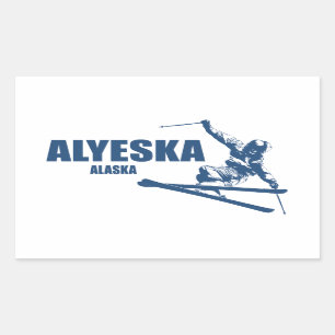 Alyeska Alaska Skier Rechteckiger Aufkleber