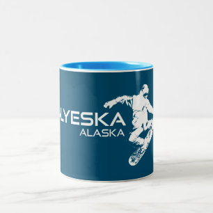 Alyeska Alaska Snowboarder Zweifarbige Tasse
