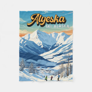 Alyeska Alaska Winter Reise Kunst Vintage Fleecedecke