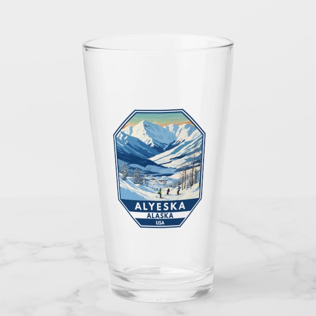 Alyeska Alaska Winter Reisen Vintag Glas (Vorderseite)
