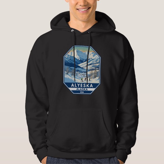 Alyeska Alaska Winter Reisen Vintag Hoodie (Vorderseite)