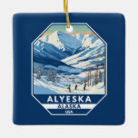 Alyeska Alaska Winter Reisen Vintag Keramikornament<br><div class="desc">Alyeska Winter Kunstdesign zeigt die Winterlandschaft.</div>