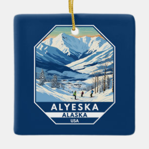 Alyeska Alaska Winter Reisen Vintag Keramikornament