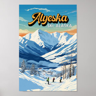 Alyeska Alaska Winter Reisen Vintag Poster