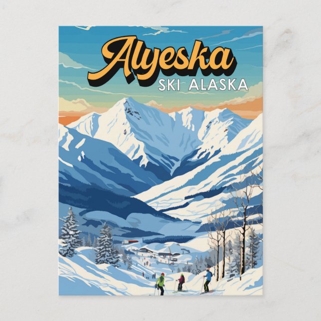 Alyeska Alaska Winter Reisen Vintag Postkarte (Vorderseite)