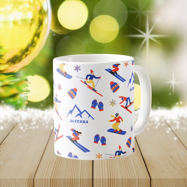 Alyeska Girdwood Alaska Ski-Snowboard-Muster Kaffeetasse (Alyeska Girwood Alaska ski snowboard winter snow vacation christmas holidays mug)