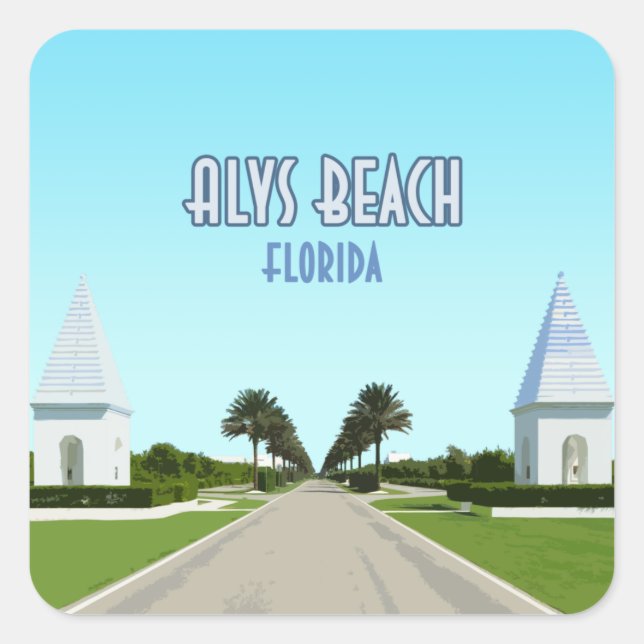 Alys Beach Florida Golfküste Vintag Quadratischer Aufkleber (Vorderseite)