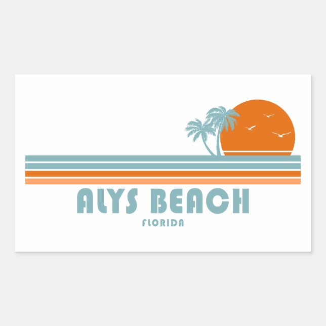 Alys Beach Fort Walton Sun Palm Trees Rechteckiger Aufkleber (Vorderseite)