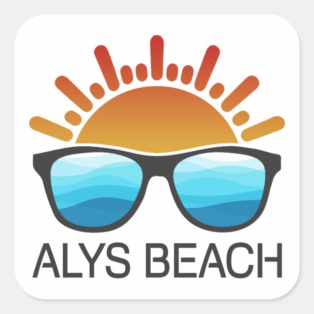 Alys Beach-Sonnenbrille Quadratischer Aufkleber (Vorderseite)