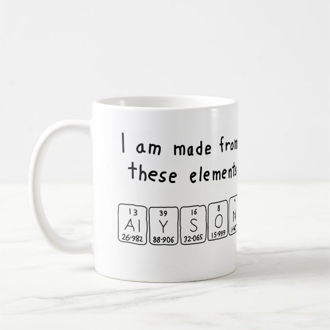 Alyson Namen-Tasse periodischer Tabelle Kaffeetasse (Links)