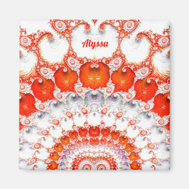 ALYSSA ~ Abstraktes Muster ~ Red Orange White~ Magnet