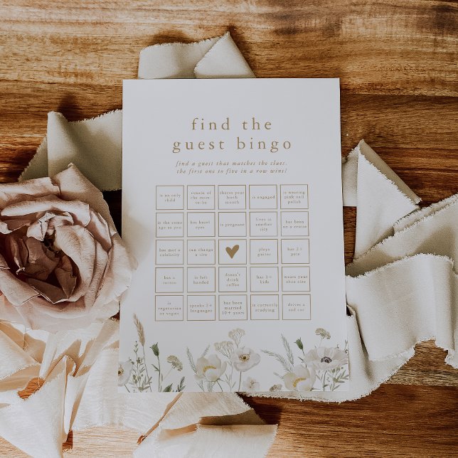 ALYSSA Boho Blume Finden Sie die Gast-Bingo-Game-K Einladung (ALYSSA Boho Flower Find the Guest Bingo Game Card)