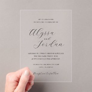 Alyssa Calligraphy Typografy Elegant Wedding Acryleinladungen