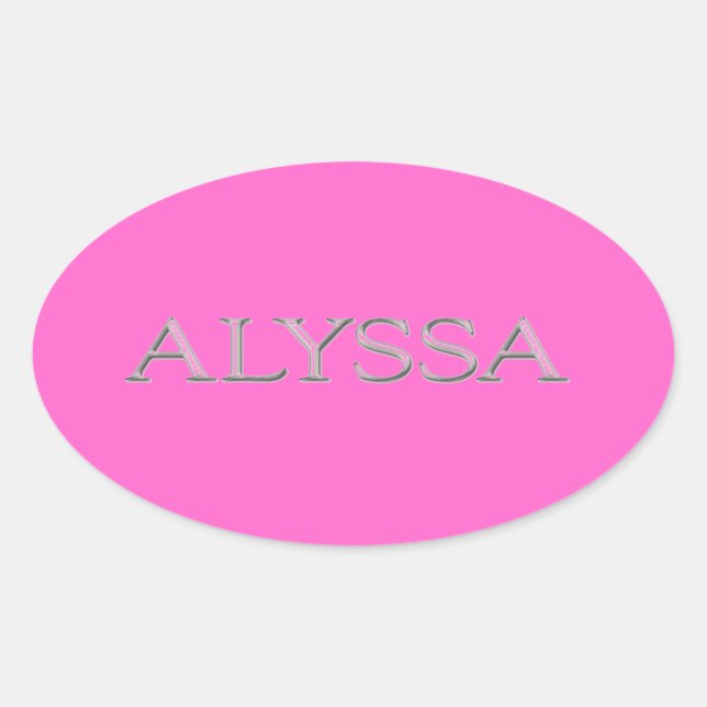 Alyssa Custom Raised Letters Ovaler Aufkleber (Vorderseite)