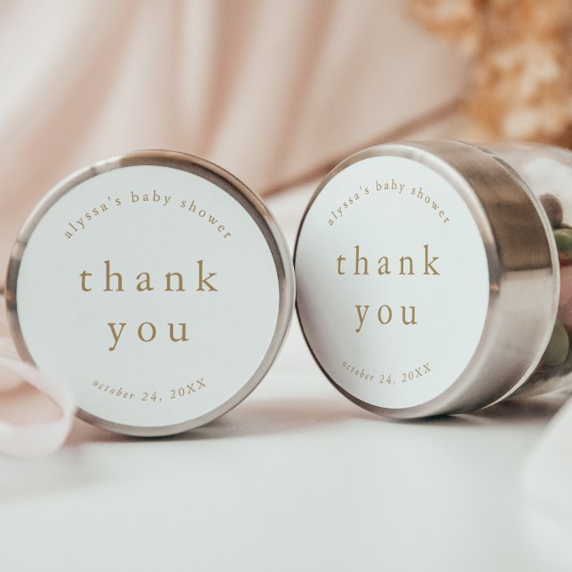 ALYSSA Gold Einzigartige einfache Baby-Dusche Viel Runder Aufkleber (ALYSSA Gold Unique Simple Baby Shower Thank You Classic Round Sticker)