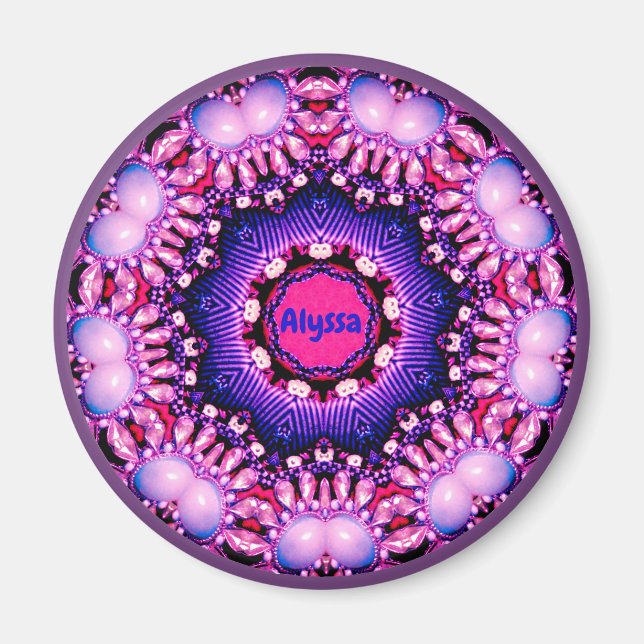 ALYSSA ~ Personalisierte Gems Muster Fraktal ~ Magnet (Vorne)
