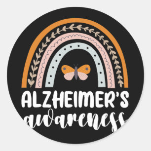 Alzheimer's Bewusstsein Demenz Rainbow Butterf Runder Aufkleber