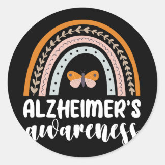 Alzheimer's Bewusstsein Demenz Rainbow Butterf Runder Aufkleber