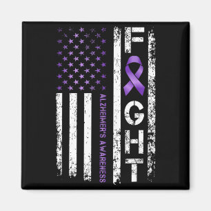 Alzheimer-Bewusstsein Alzheimer-Flagge USA für Män Magnet