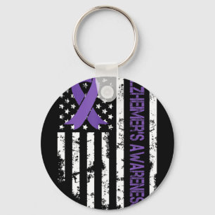 Alzheimer-Bewusstsein Alzheimer-Flagge USA Für Män Schlüsselanhänger