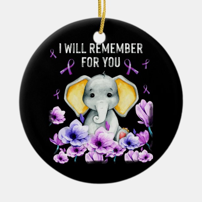 Alzheimer-Bewusstsein Niedlicher Elefant Keramik Ornament (Vorne)