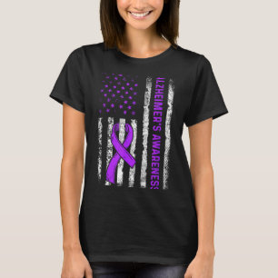 Alzheimer-Bewusstseins-Kampf amerikanische USA-Fla T-Shirt