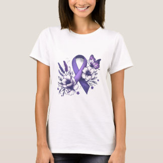 Alzheimer-Bewusstseins-Schleife-Schmetterling-Blum T-Shirt