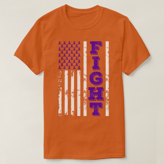 Alzheimer Disease Awareness Fight American Flag 4 T-Shirt (Design vorne)