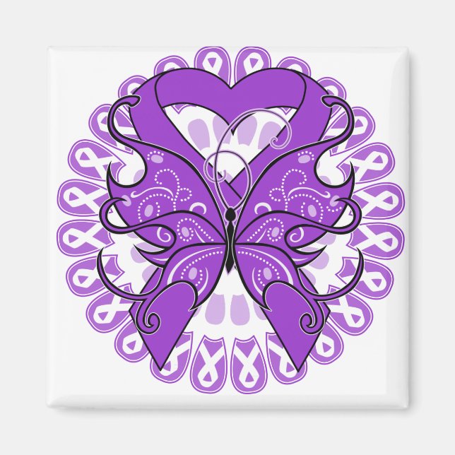 Alzheimer Disease Butterfly Circle of Ribbons Magnet (Vorne)
